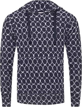 Orlebar Brown Blaine Geo Tile Knit Sweat Top - Heren - Hoodies - Blauw - S - Katoen - Hoodies & sweatvesten