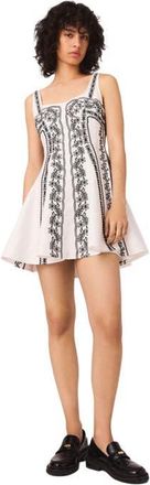 Maje Short embroidered dress in Ecru /Black at Nordstrom, Size 42 Eu