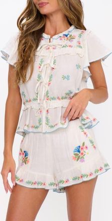 Show me your Mumu Cannes Shorts in Wild Meadow Embroidery at Nordstrom, Size X-Large