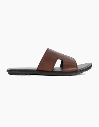 Dune London Mens Mens Itos Leather Flat Sandals Open Toe Flat Sandals - Brown - Size: 10