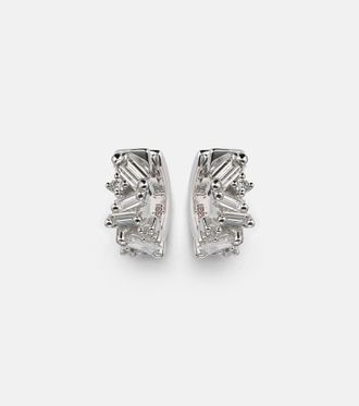 Suzanne Kalan Frenzy 18kt white gold huggies with diamonds
