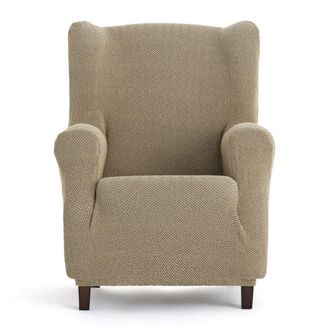 Eysa Funda de sill&oacute;n orejero biel&aacute;stica beige 70 - 100 cm