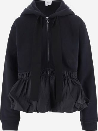 Patou katoenen hoodie met ruches en ritssluiting