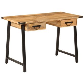 vidaXL Vidaxl - Escritorio Con Cajones Madera Mango Maciza Y Hierro 105x55x70cm