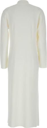 Parosh White Long Jacket With Classic Lapels In Viscose Blend Woman