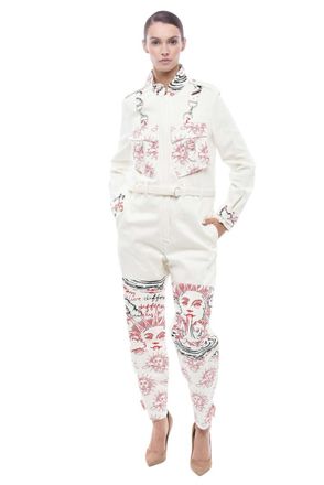 Stella McCartney White Printed Shirt Collar Jacket