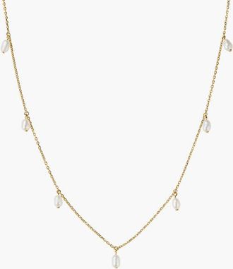 Mejuri Tiny Pearl Station Necklace in 18K Gold Vermeil /Pearl by MEJURI at Nordstrom