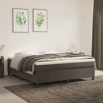 vidaXL Cama Box Spring Con Colch&oacute;n Terciopelo Gris Oscuro 180x200 Cm Vidaxl