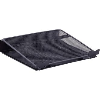 Lorell Mesh Laptop Stand - 3.5 Height x 13 Width x 11.5 Depth - Desktop - Steel, Metal - Black