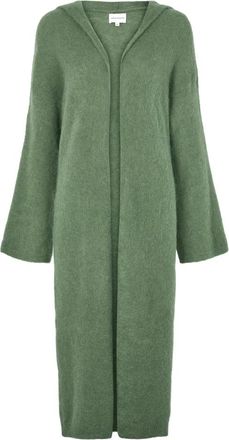 Americandreams June Lange Alpaca Cardigan Met Capuchon - Dames - Lange truien - Groen - ONE Size - Wol - Truien & Vesten