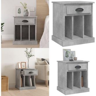 vidaXL Comodino Grigio Cemento 43x36x50 cm - Comodino con cassetto - Comodino con scomparti