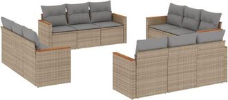 vidaXL Juego De Sof&aacute;s Jard&iacute;n Con Cojines Beige Mezcla 12 Pzas Rat&aacute;n Pe Vidaxl