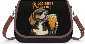 Generic In Dog Beers Ive Only Had One Crossbody Bag Womens Handbag PU Message Bags Shoulder Purse with Adjustable Strap