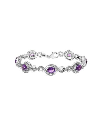 House of Brilliance Haus Of Brilliance Colorful Gemstones Silver 5.71 Ct. Tw. Diamond & Amethyst Tennis Bracelet