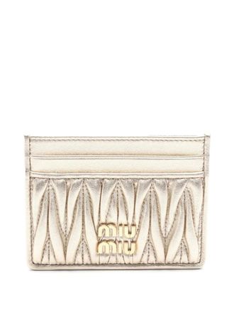Miu Miu 2010-2025 Matelasse metallic leren pasjeshouder - Goud