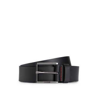 HUGO BOSS Smooth-leather belt with brushed-silver buckle