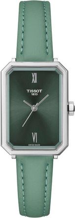 Tissot SRV Leather Strap Watch, 21.8mm in Green at Nordstrom