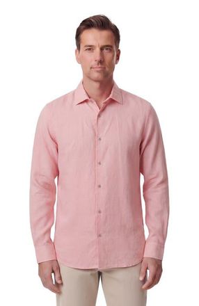 Lords of Harlech Linen Long Sleeve Shirt in Fresh Pink at Nordstrom, Size Xx-Large