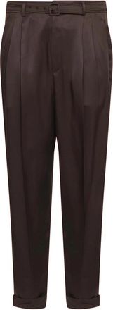 Saint Laurent Slim-fit Broek van Zijde - Heren - Slim Fit Broeken - Bruin - S - Leer - Broeken