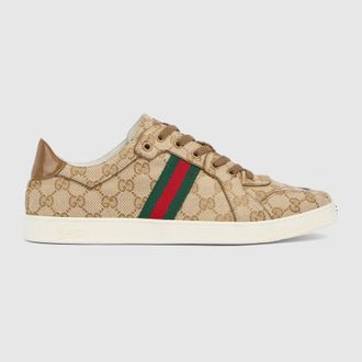 Gucci Mens Stretch Low-top Sneaker, Beige, GG Canvas