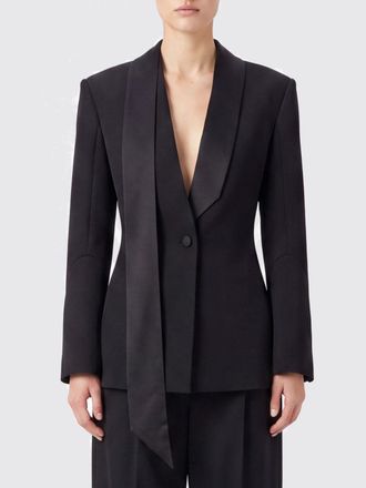 The Attico Blazer slim fit in lana vergine con collo a scialle in raso