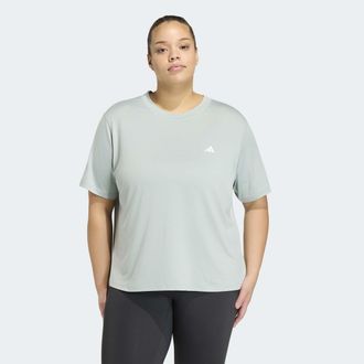 adidas T-Shirt ADIDAS PERFORMANCE WORKOUT ESSENTIALS MINIMALISTISCHES MIT RUNDHALSAUSSCHNITT, Damen, Gr. 1X, wonder sage, Obermaterial: 93% Polyester, 7% Ela