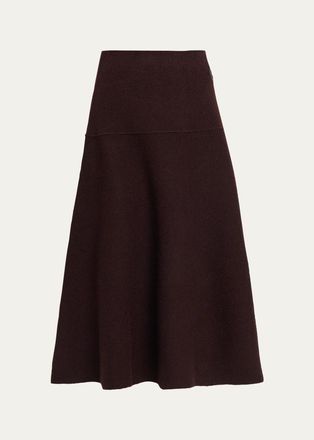 Moncler Wool-Blend Knit Midi A-Line Skirt