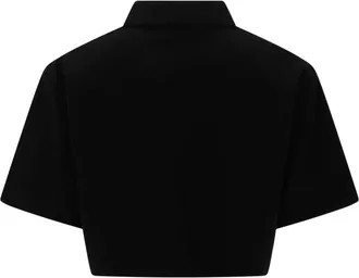Msgm Cropped Cotton Polo Shirt - Black