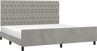 vidaXL Vidaxl - Estructura De Cama Sin Colch&oacute;n Terciopelo Gris Claro 200x200 Cm