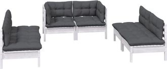 vidaXL Juego De Muebles De Jard&iacute;n 6 Pzas Y Cojines Madera Maciza Pino Vidaxl