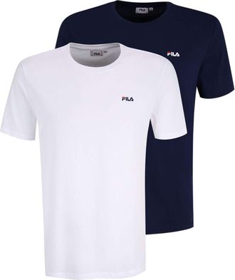 Fila Mens Brod tee/Double Pack T-Shirt, Bright White-Medieval Blue, M