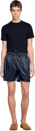 Sandro Square Cross Swim Shorts in Dark Grey at Nordstrom, Size X-Small