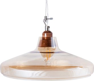 Beliani L&aacute;mpara Colgante Luz De Techo De Vidrio Dorado Tintado Estilo Vintage Alikos