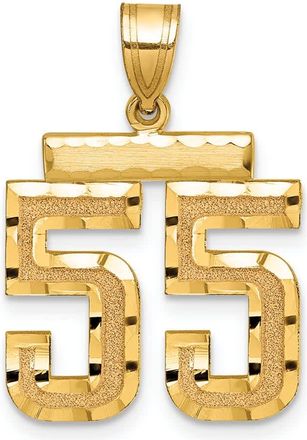 Diamond2Deal 14k Yellow Gold Medium Diamond-cut Number Charm Pendant