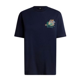 Etro Etro, T-Shirts, female, Blue, Size: L Pegaso Motif T-shirt