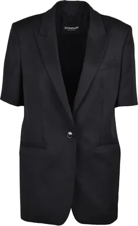 Dondup Black Virgin Wool Elastane Fitted Jacket