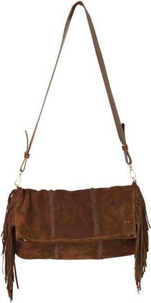 Carlos Falchi Large Fringe Suede Crossbody Messenger in Cocoa at Nordstrom