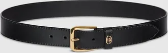 Gucci Belt With Interlocking G Detail, Size Gucci 80, Black, Leather