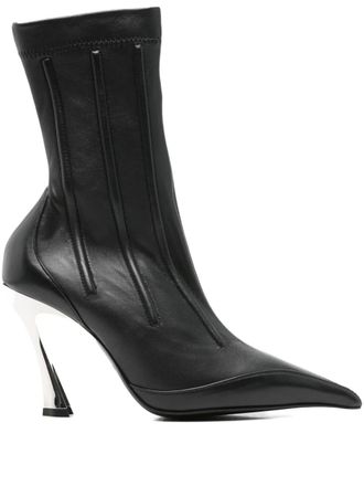 MUGLER 95mm leather ankle boots - Black