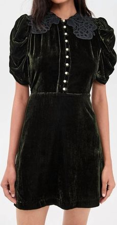 Sea New York Norabelle Velvet Mini Dress In Olive