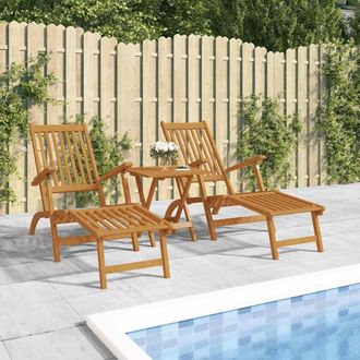 vidaXL Vidaxl - Sillas De Jard&iacute;n Con Reposapi&eacute;s 2 Uds Madera Maciza De Acacia