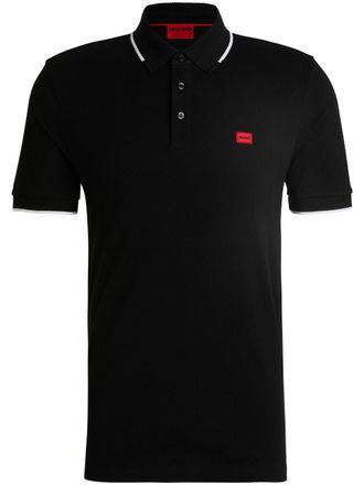HUGO BOSS logo-patch polo shirt - Black