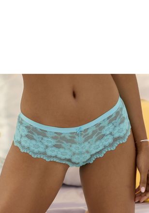 Lascana Stringpanty LASCANA, Damen, Gr. 48/50, blau (t&uuml;rkis), Spitze, Obermaterial: 85% Polyamid, 10% Elasthan, 5% Polyester, Unterhosen Stringpanty, aus zart