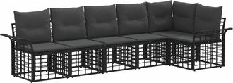 vidaXL Conjunto De Sof&aacute;s De Exterior 6 Uds. Negro Y Gris Oscuro Vidaxl