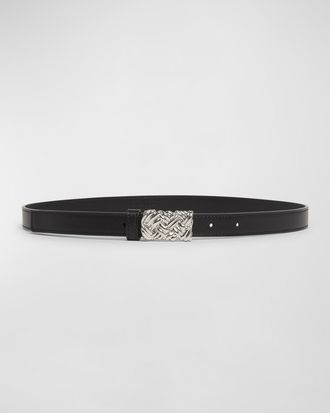 Bottega Veneta Woven Buckled Leather Skinny Belt