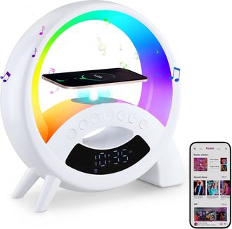 OEM Luz De Despertador Inteligente, L&aacute;mpara Ambiental, Luz De Despertador Con Carga Inal&aacute;mbrica, Altavoz Bluetooth Y Ruido Blanco, Simulador De Amanecer, 