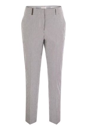 PESERICO Seersucker Cotton Cigarette Trousers