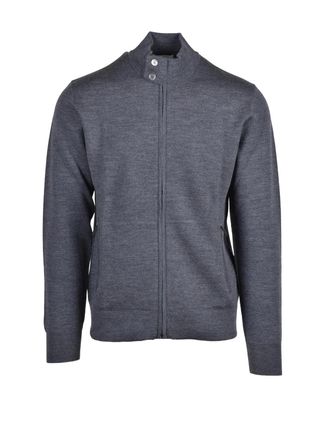 Paolo Pecora Grey Virgin Wool-Blend Zip Cardigan