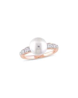 Rina Limor 10K Rose Gold 0.14 ct. tw. Diamond 9-9.5mm Pearl Ring
