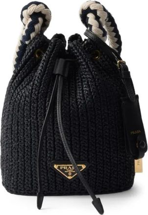 Prada Borsa a secchiello con coulisse - Nero